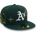gorra-plana-verde-ajustada-59fifty-zodiac-de-oakland-athletics-mlb-de-new-era