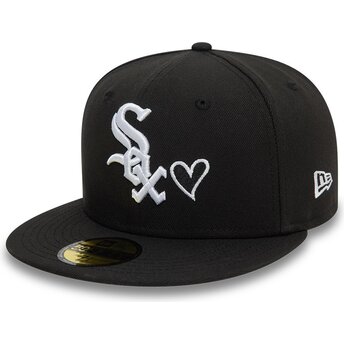 Gorra plana negra ajustada 59FIFTY Heart Icon de Chicago White Sox MLB de New Era