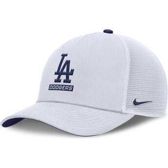 Gorra trucker blanca con logo azul Primetime Dri-Fit Rise Structured de Los Angeles Dodgers MLB de Nike