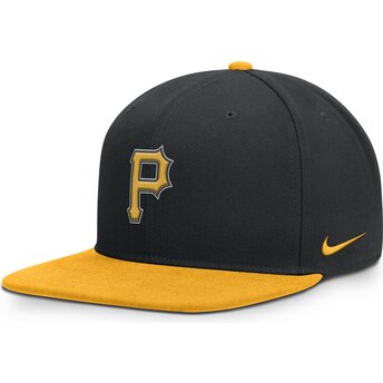 Gorra plana negra y amarilla snapback Dri-Fit Pro Structured Square Bill de Pittsburgh Pirates MLB de Nike
