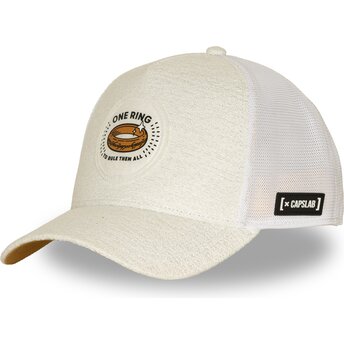 Gorra trucker crema y blanca Anillo Único LOTR2 PCTRINB El Señor de los Anillos de Capslab
