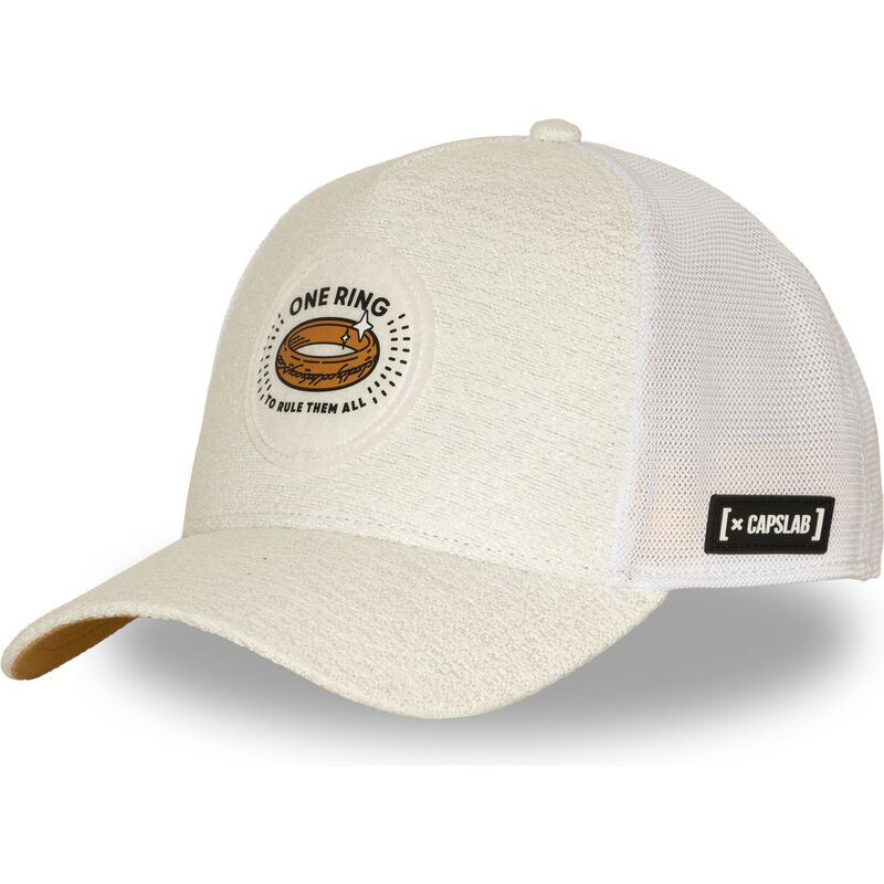 gorra-trucker-crema-y-blanca-anillo-unico-lotr2-pctrinb-el-senor-de-los-anillos-de-capslab