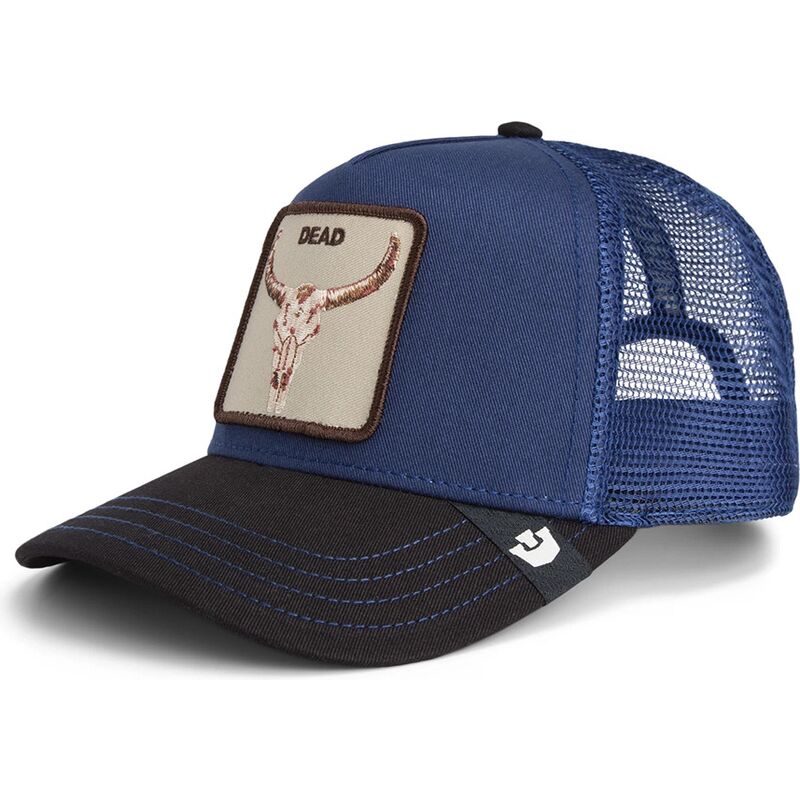 gorra-trucker-azul-y-negra-buey-two-tone-skull-grit-the-farm-de-goorin-bros