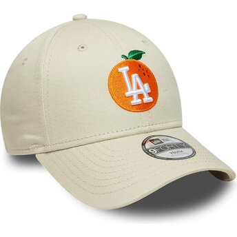 Gorra curva beige ajustable para niño 9FORTY Fruit Icon Orange de Los Angeles Dodgers MLB de New Era