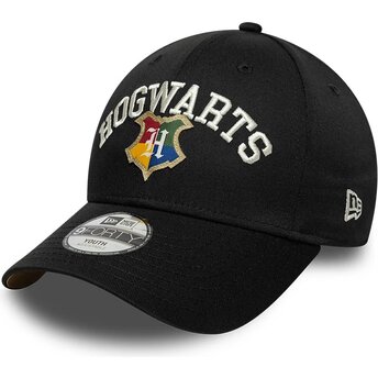 Gorra curva negra snapback para niño 9FORTY Wordmark de Hogwarts Harry Potter de New Era