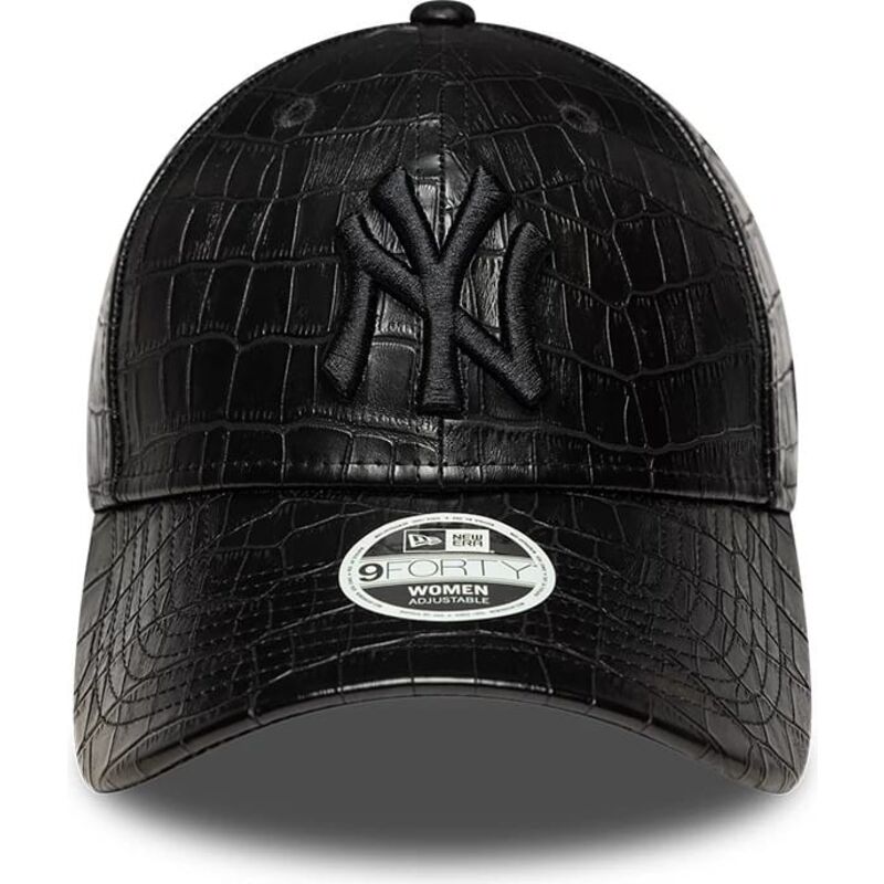 gorra-curva-negra-ajustable-para-mujer-con-logo-negro-9forty-pu-pattern-de-new-york-yankees-mlb-de-new-era gorra-curva-negra-ajustable-para-mujer-con-logo-negro-9forty-pu-pattern-de-new-york-yankees-mlb-de-new-era