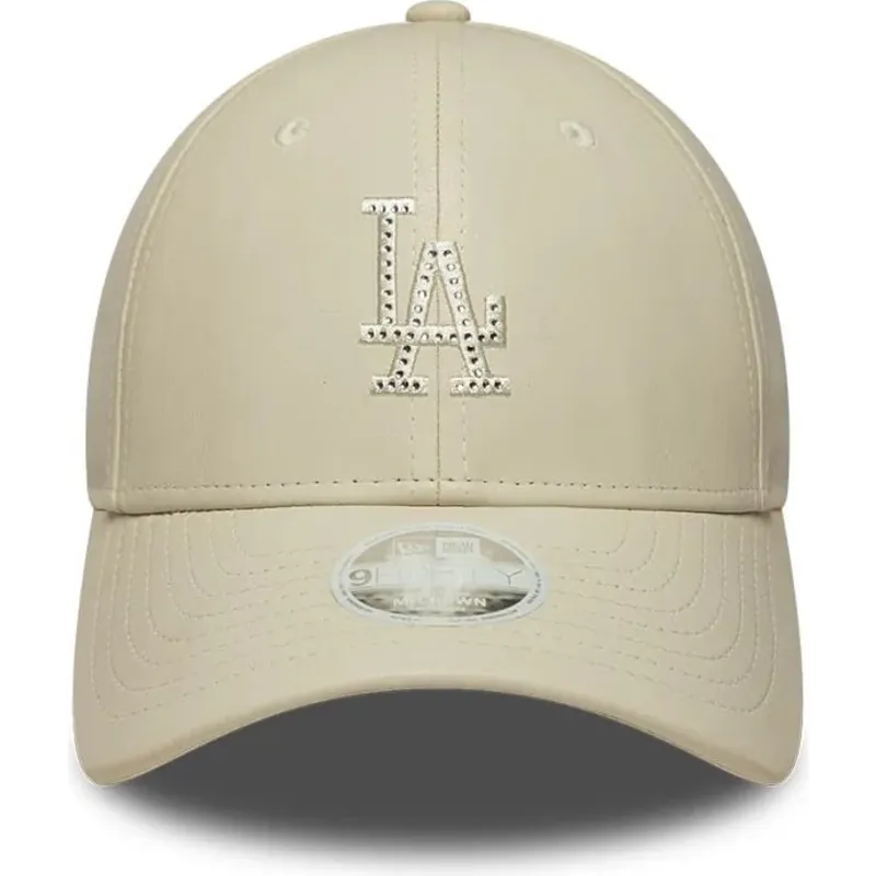 gorra-curva-beige-snapback-para-mujer-con-logo-beige-9forty-m-crown-pu-diamante-de-los-angeles-dodgers-mlb-de-new-era