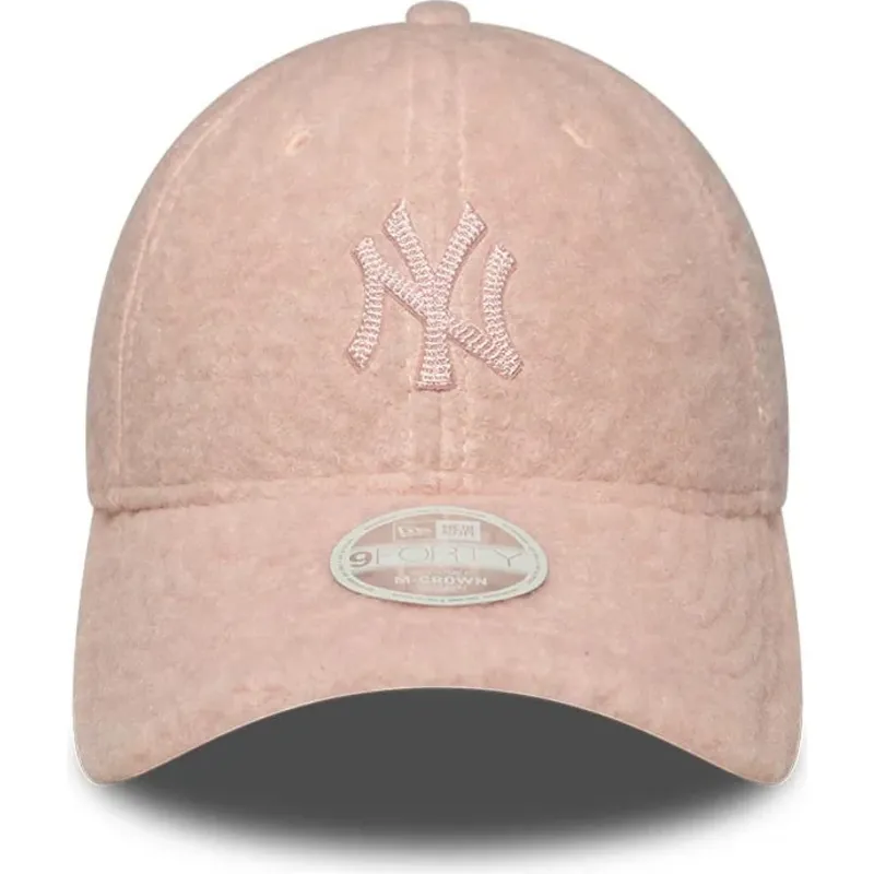 gorra-curva-rosa-snapback-para-mujer-con-logo-rosa-9forty-m-crown-winter-borg-de-new-york-yankees-mlb-de-new-era