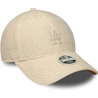 Gorra curva beige snapback para mujer con logo beige 9FORTY M-Crown Winter Borg de Los Angeles Dodgers MLB de New Era