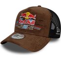 gorra-trucker-marron-y-negra-a-frame-distressed-cord-de-red-bull-racing-formula-1-de-new-era
