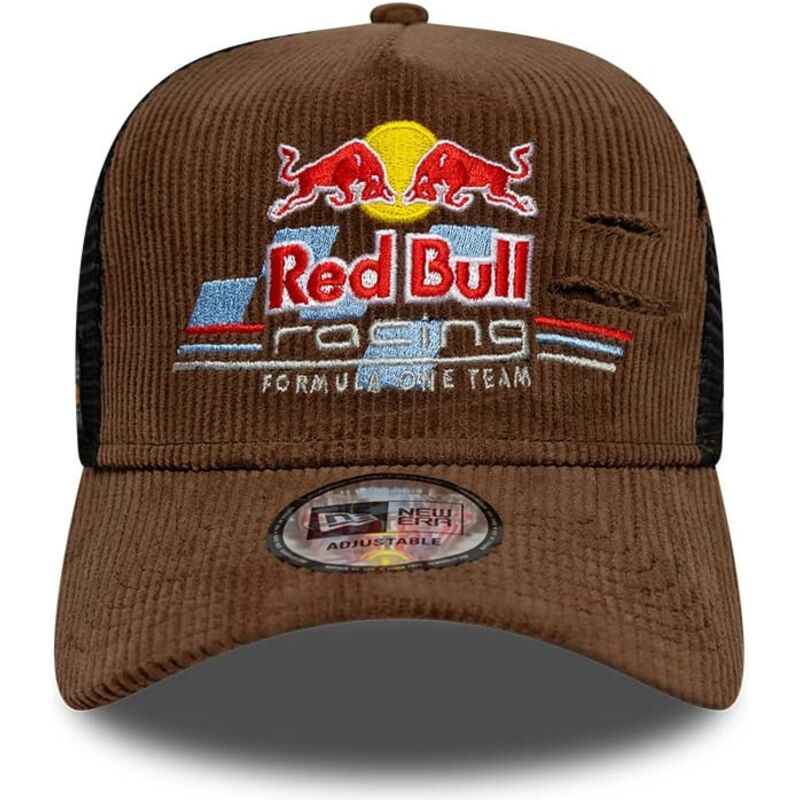 gorra-trucker-marron-y-negra-a-frame-distressed-cord-de-red-bull-racing-formula-1-de-new-era gorra-trucker-marron-y-negra-a-frame-distressed-cord-de-red-bull-racing-formula-1-de-new-era