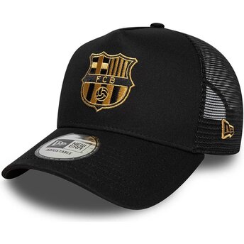 Gorra trucker negra con logo dorado A Frame de FC Barcelona LALIGA de New Era
