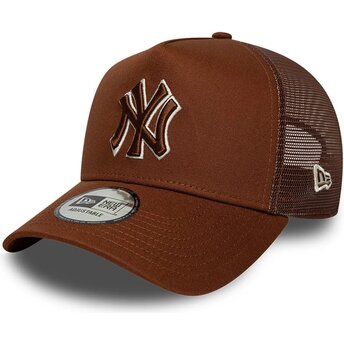 Gorra trucker marrón con logo marrón E Frame Outline de New York Yankees MLB de New Era