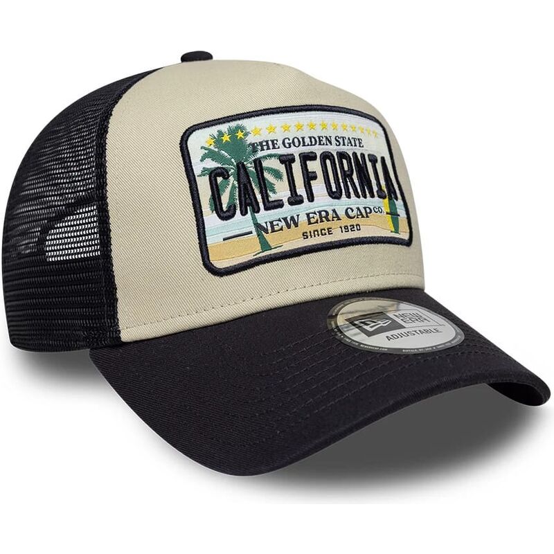 gorra-trucker-beige-y-azul-marino-a-frame-license-plate-de-california-de-new-era