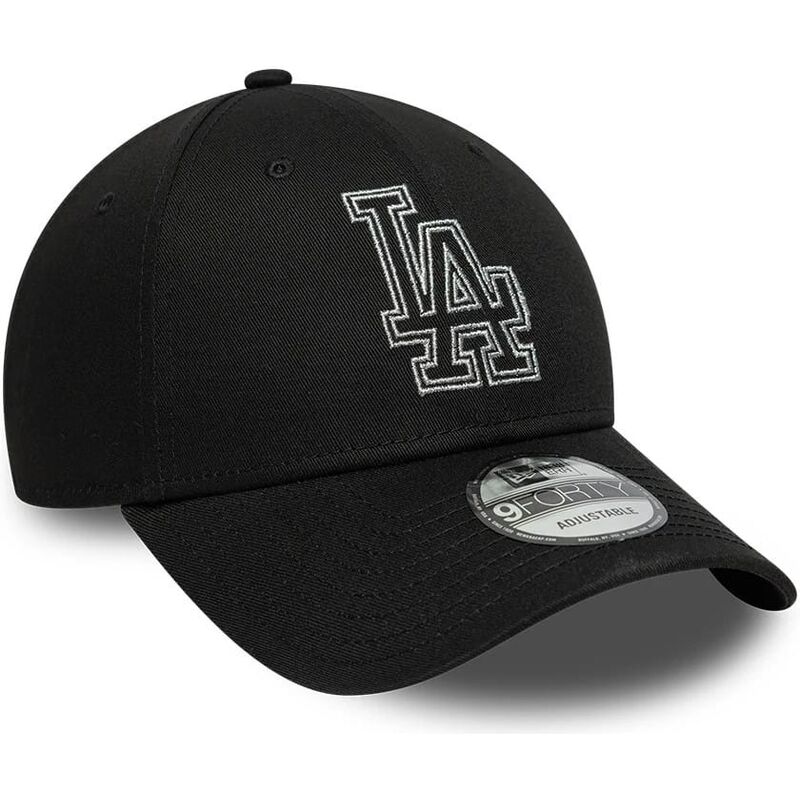 gorra-curva-negra-ajustable-9forty-metallic-outline-de-los-angeles-dodgers-mlb-de-new-era
