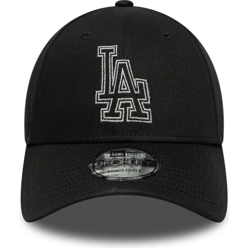 gorra-curva-negra-ajustable-9forty-metallic-outline-de-los-angeles-dodgers-mlb-de-new-era