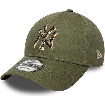 Gorra curva verde ajustable con logo camuflaje 9FORTY Outline Camo de New York Yankees MLB de New Era