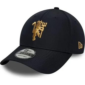 Gorra curva azul marino ajustable con logo dorado 9FORTY de Manchester City Football Club Premier League de New Era