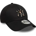 gorra-curva-negra-ajustable-con-logo-marron-9forty-faux-pony-infill-de-new-york-yankees-mlb-de-new-era