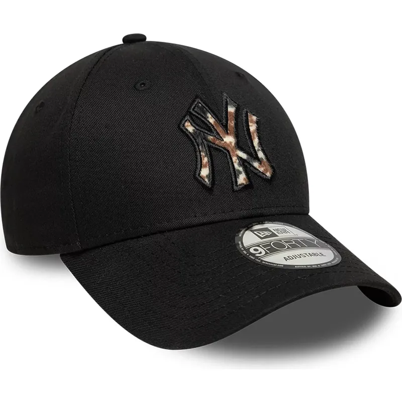 gorra-curva-negra-ajustable-con-logo-marron-9forty-faux-pony-infill-de-new-york-yankees-mlb-de-new-era gorra-curva-negra-ajustable-con-logo-marron-9forty-faux-pony-infill-de-new-york-yankees-mlb-de-new-era
