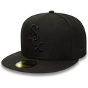 gorra-plana-negra-ajustada-con-logo-negro-59fifty-de-chicago-white-sox-mlb-de-new-era