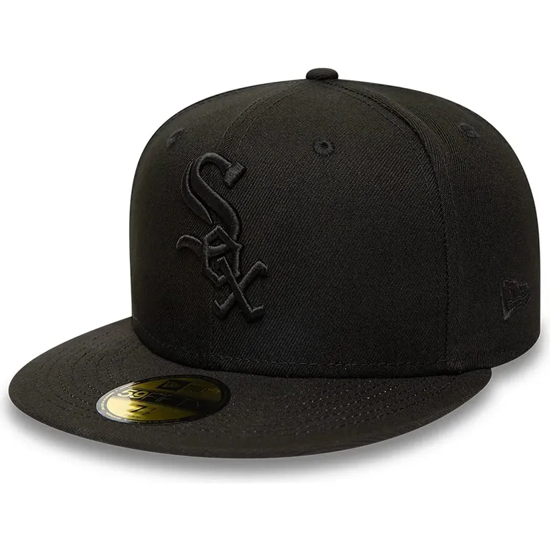 gorra-plana-negra-ajustada-con-logo-negro-59fifty-de-chicago-white-sox-mlb-de-new-era