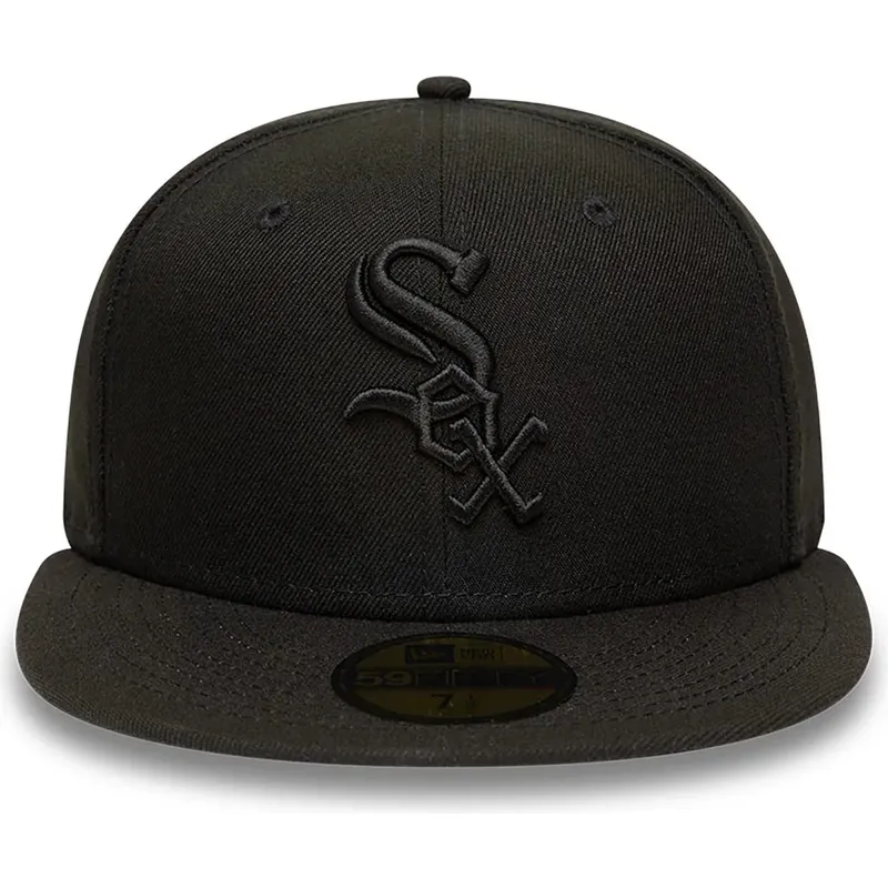 gorra-plana-negra-ajustada-con-logo-negro-59fifty-de-chicago-white-sox-mlb-de-new-era