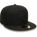gorra-plana-negra-ajustada-con-logo-negro-59fifty-de-chicago-white-sox-mlb-de-new-era