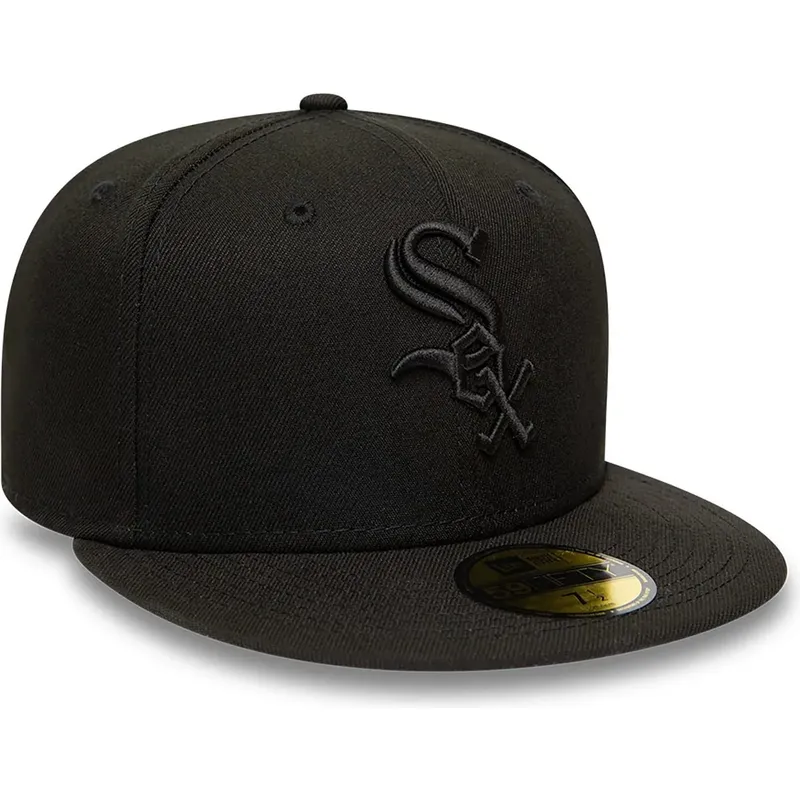 gorra-plana-negra-ajustada-con-logo-negro-59fifty-de-chicago-white-sox-mlb-de-new-era