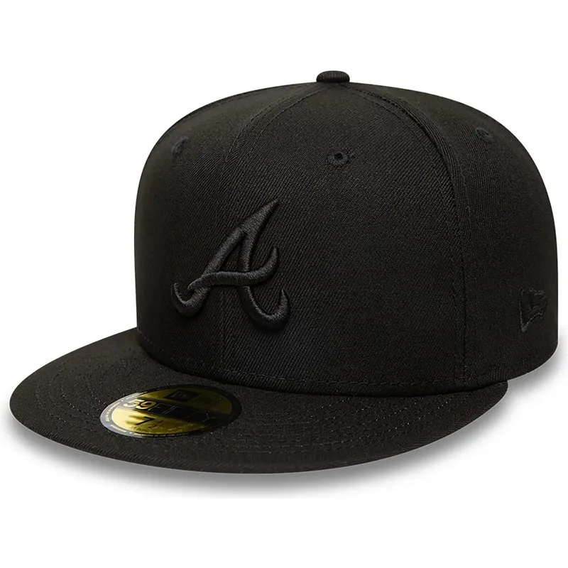 gorra-plana-negra-ajustada-con-logo-negro-59fifty-de-atlanta-braves-mlb-de-new-era gorra-plana-negra-ajustada-con-logo-negro-59fifty-de-atlanta-braves-mlb-de-new-era