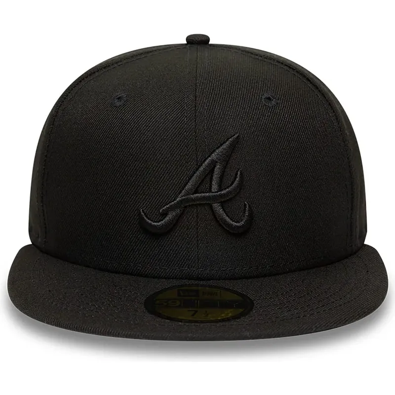 gorra-plana-negra-ajustada-con-logo-negro-59fifty-de-atlanta-braves-mlb-de-new-era gorra-plana-negra-ajustada-con-logo-negro-59fifty-de-atlanta-braves-mlb-de-new-era