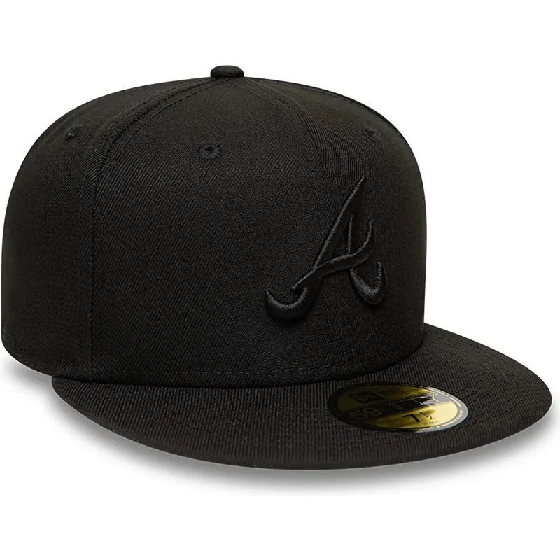 gorra-plana-negra-ajustada-con-logo-negro-59fifty-de-atlanta-braves-mlb-de-new-era gorra-plana-negra-ajustada-con-logo-negro-59fifty-de-atlanta-braves-mlb-de-new-era