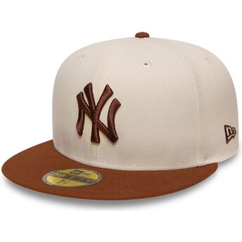 Gorra plana marrón y beige ajustada con logo marrón 59FIFTY League Essential de New York Yankees MLB de New Era