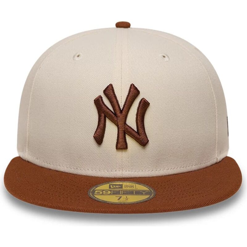 gorra-plana-marron-y-beige-ajustada-con-logo-marron-59fifty-league-essential-de-new-york-yankees-mlb-de-new-era gorra-plana-marron-y-beige-ajustada-con-logo-marron-59fifty-league-essential-de-new-york-yankees-mlb-de-new-era