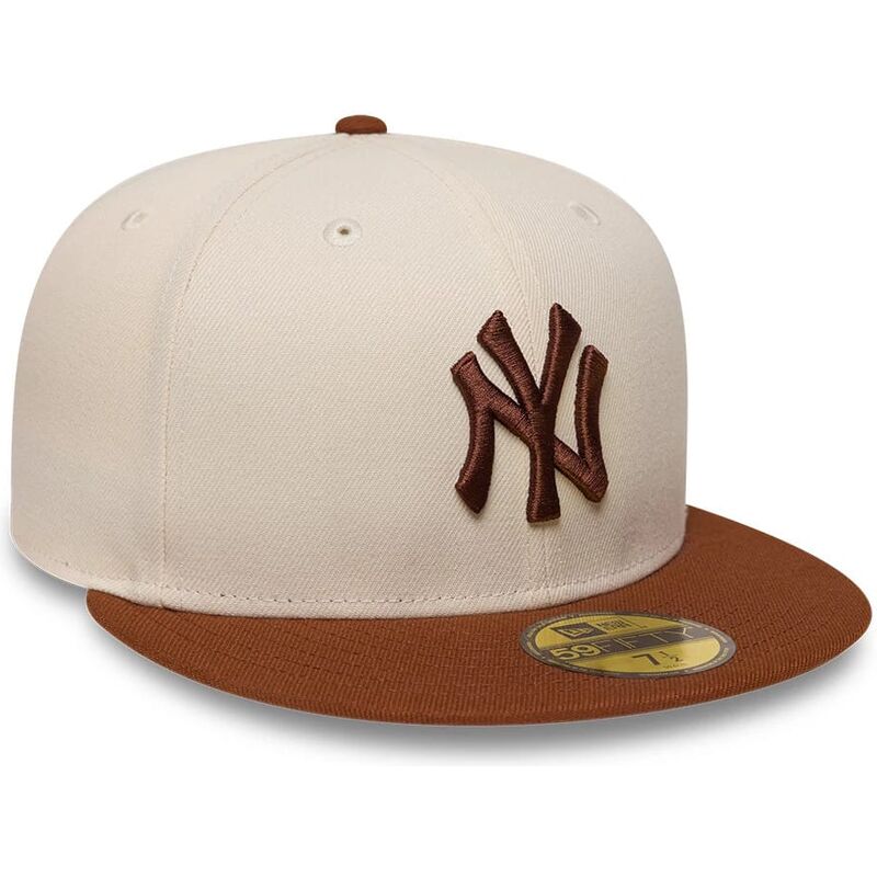 gorra-plana-marron-y-beige-ajustada-con-logo-marron-59fifty-league-essential-de-new-york-yankees-mlb-de-new-era gorra-plana-marron-y-beige-ajustada-con-logo-marron-59fifty-league-essential-de-new-york-yankees-mlb-de-new-era