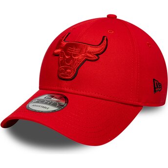 Gorra curva roja ajustable con logo rojo 9FORTY Outline de Chicago Bulls NBA de New Era
