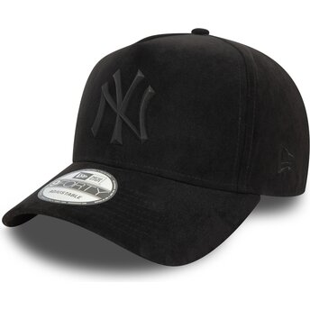 Gorra curva negra snapback con logo negro E Frame Faux Suede de New York Yankees MLB de New Era