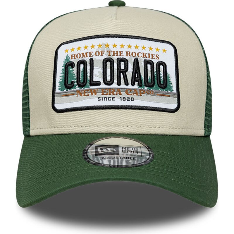gorra-trucker-verde-y-beige-a-frame-license-plate-de-colorado-de-new-era gorra-trucker-verde-y-beige-a-frame-license-plate-de-colorado-de-new-era