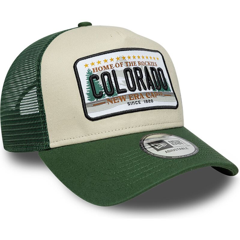gorra-trucker-verde-y-beige-a-frame-license-plate-de-colorado-de-new-era gorra-trucker-verde-y-beige-a-frame-license-plate-de-colorado-de-new-era