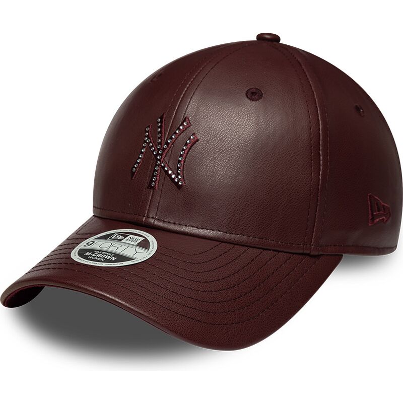 gorra-curva-marron-snapback-para-mujer-9forty-m-crown-pu-diamante-de-new-york-yankees-mlb-de-new-era