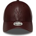 gorra-curva-marron-snapback-para-mujer-9forty-m-crown-pu-diamante-de-new-york-yankees-mlb-de-new-era