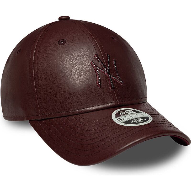 gorra-curva-marron-snapback-para-mujer-9forty-m-crown-pu-diamante-de-new-york-yankees-mlb-de-new-era