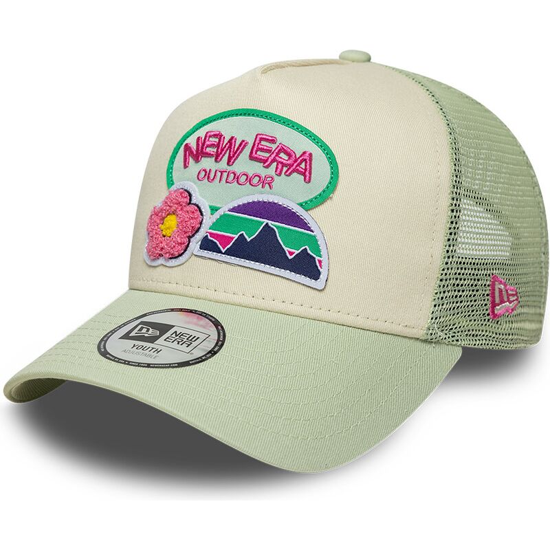 gorra-trucker-verde-y-beige-para-nino-a-frame-outdoor-de-new-era