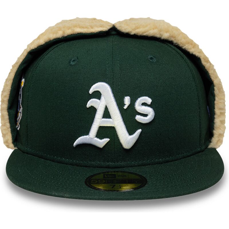 gorra-plana-verde-ajustada-59fifty-dogear-world-series-de-oakland-athletics-mlb-de-new-era