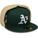 gorra-plana-verde-ajustada-59fifty-dogear-world-series-de-oakland-athletics-mlb-de-new-era