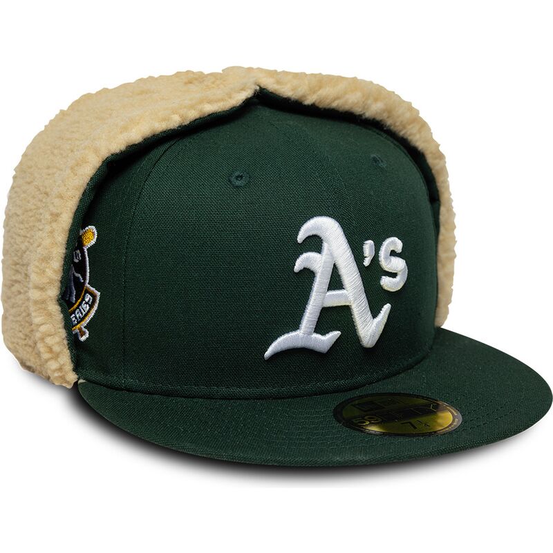gorra-plana-verde-ajustada-59fifty-dogear-world-series-de-oakland-athletics-mlb-de-new-era