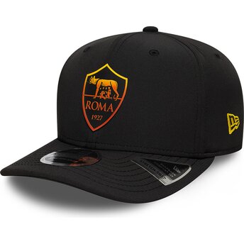 Gorra curva negra snapback 9SEVENTY Stretch Snap REPREVE de Associazione Sportiva Roma Serie A de New Era