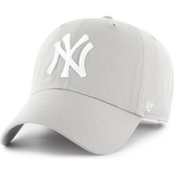 Gorra curva gris claro ajustable Clean Up No Loop Label de New York Yankees MLB de 47 Brand