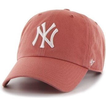 Gorra curva roja claro ajustable Clean Up No Loop Label Island Red de New York Yankees MLB de 47 Brand