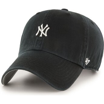 Gorra curva negra ajustable Clean Up Base Runner Mini Logo de New York Yankees MLB de 47 Brand